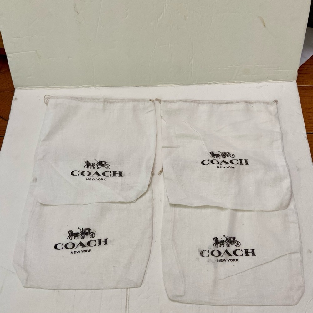 Lot of 4 Coach White Wallet Dust Bag 8in x 8in